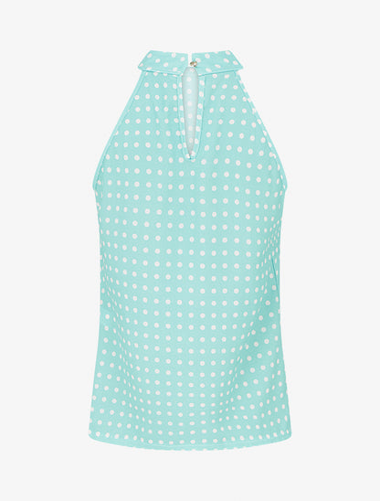 Top sans manches imprimé à pois - Vert d&