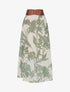Jupe longue imprimé floral à rayures irisées - Kaki - 1