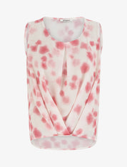 Top en voile imprimé tacheté - Rose - 1