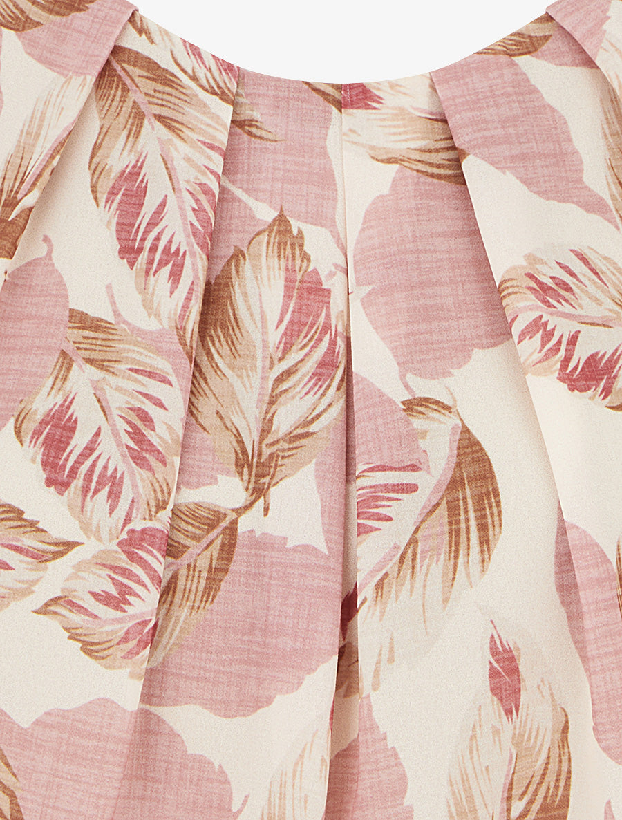 Top imprimé feuillage à manches courtes - Vieux rose - 3