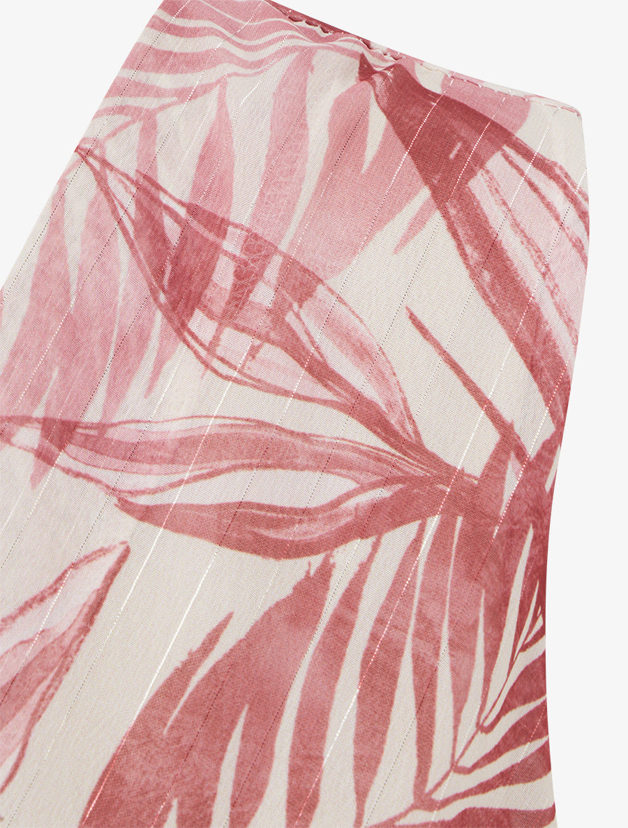 Robe imprimé feuillage à rayures irisés - Vieux rose - 3