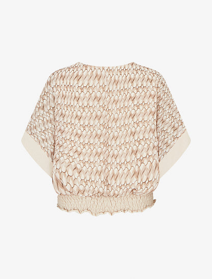Top imprimé fantaisie à manches chauves-souris - Beige - 2