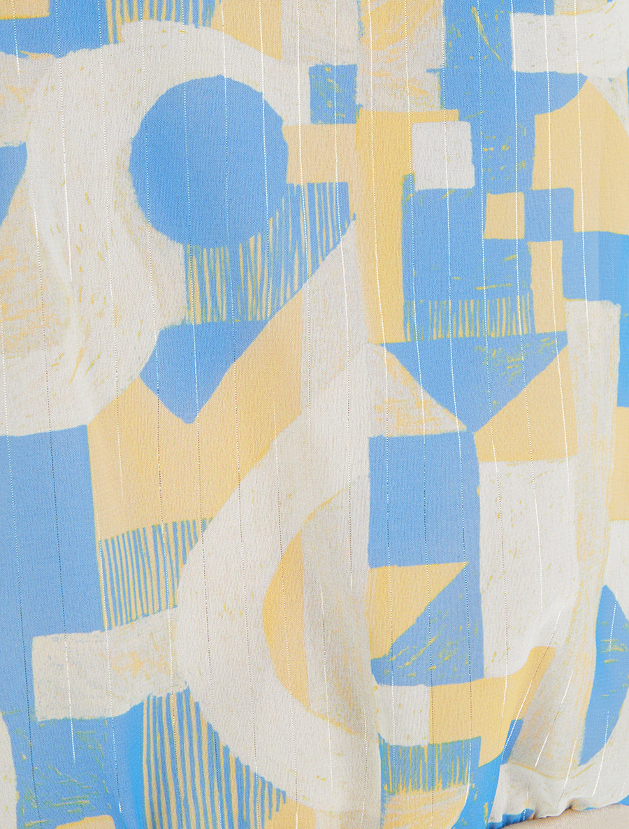 Top boule manches courtes imprimé graphique - Bleu clair - 3