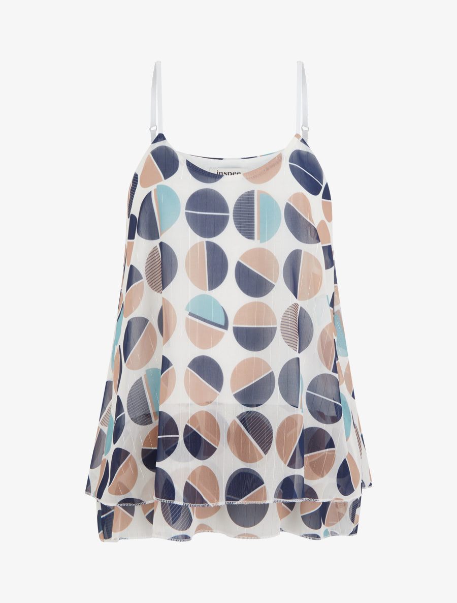 Caraco imprimé demi-cercles à rayures irisées - Marine - 1