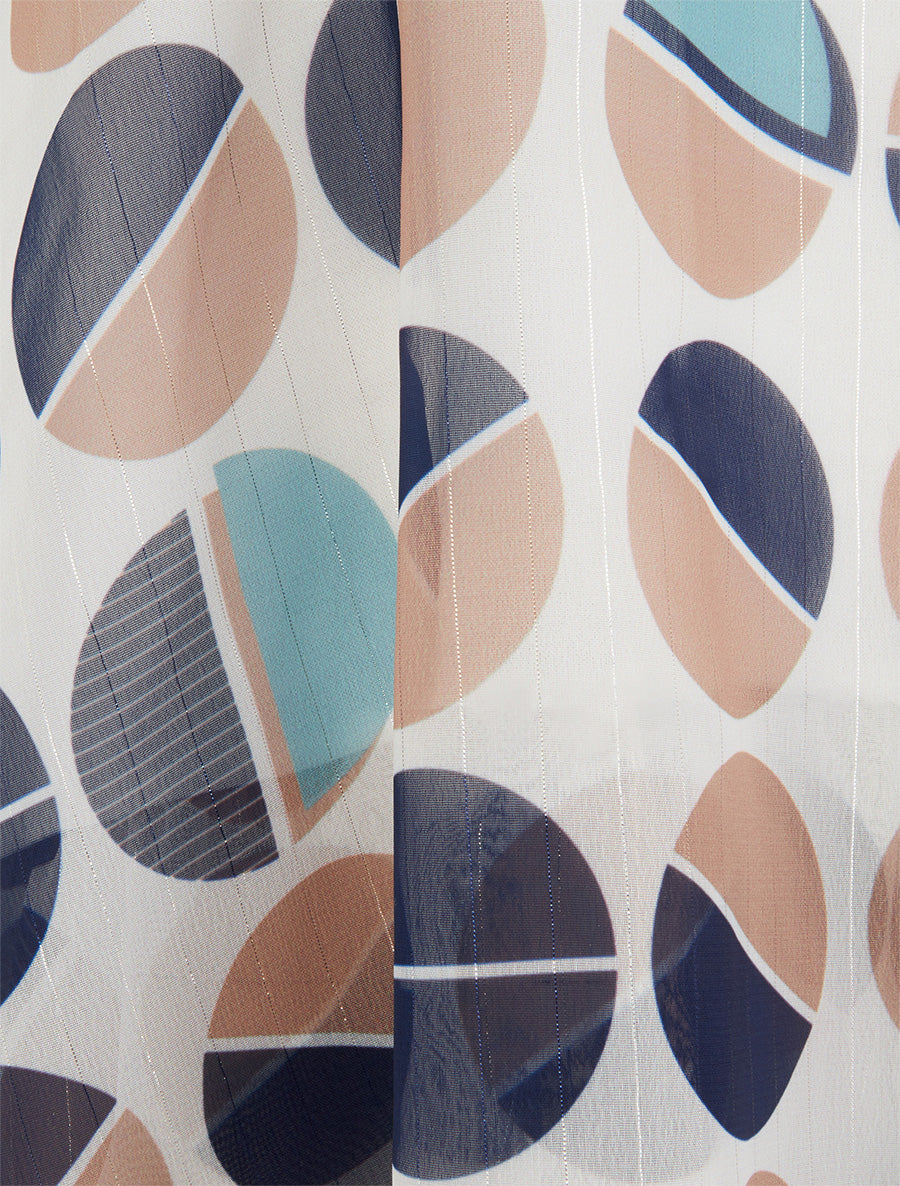 Caraco imprimé demi-cercles à rayures irisées - Marine - 3