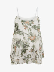 Caraco imprimé floral à rayures irisées - Kaki - 1