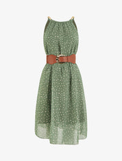 Robe à bretelles chaînes imprimé moucheté - Kaki - 1