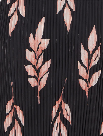 Top plissé sans manches imprimé feuillage - Noir - 3