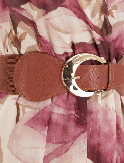 Robe patineuse sans manches imprimé grandes fleurs - Vieux rose - 3