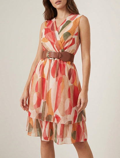 Mouwloze skaterjurk met fantasieprint - Rood