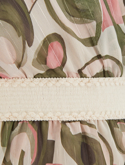 Robe patineuse sans manches imprimé graphique - Kaki - 3