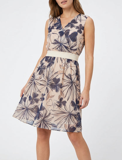 Mouwloze skaterjurk met bloemenprint - Marine