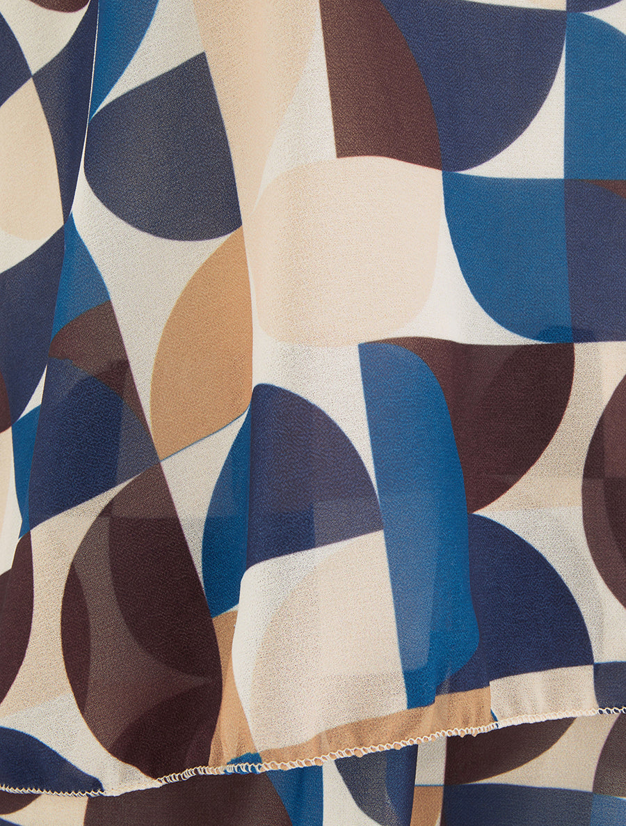 Top imprimé graphique à bords volantés - Marine - 3