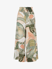 Pantalon imprimé abstrait à taille élastiquée - Kaki - 1