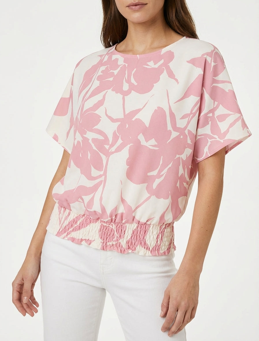 Floral bedrukt bolvormig topje - Roos
