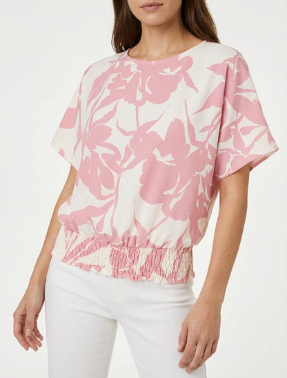Floral bedrukt bolvormig topje - Roos
