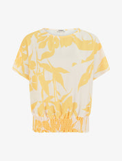 Top coupe boule imprimé floral - Jaune - 1