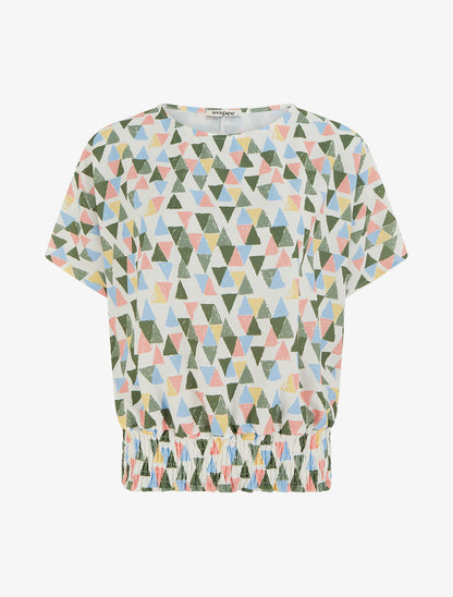 Top coupe boule imprimé triangles - Kaki - 1