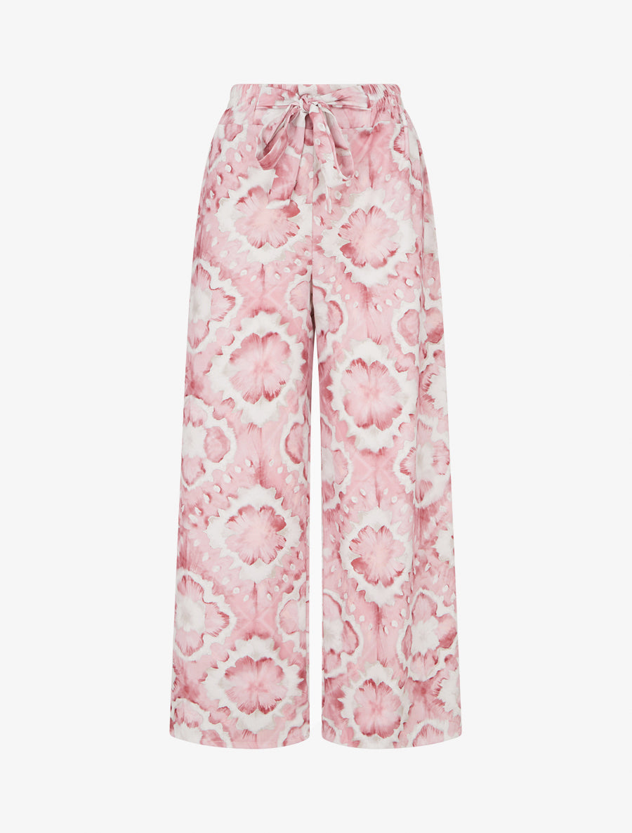 Pantalon élastiquée imprimé abstrait - Rose - 1