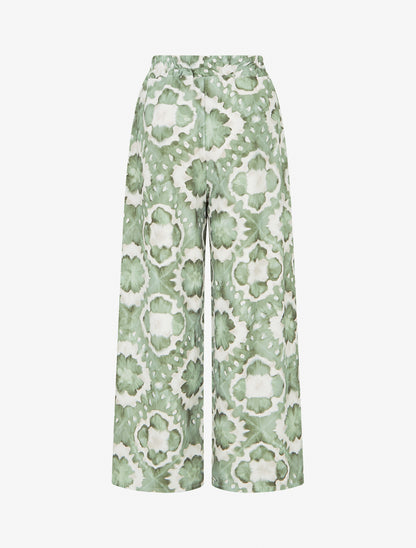 Pantalon élastiquée imprimé abstrait - Kaki - 2