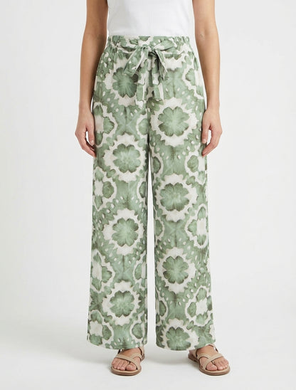 Elastische broek met abstracte print - Kaki