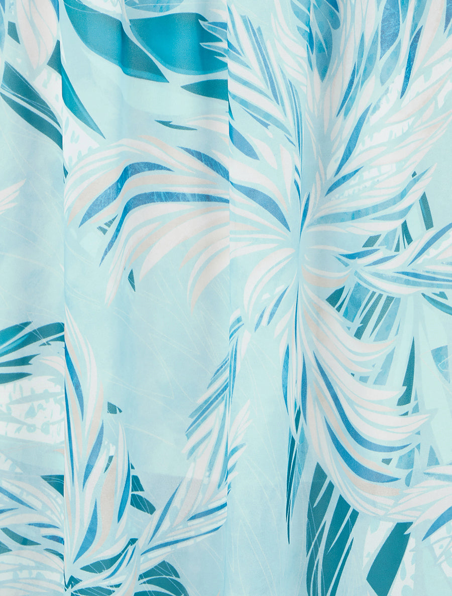 Jupe élastiquée à imprimé feuillage - Turquoise - 3