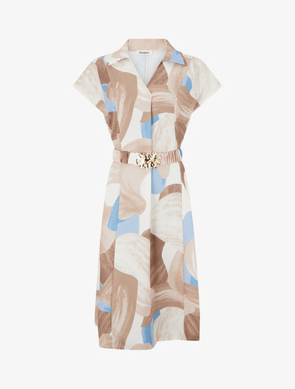 Robe droite ceinturée - Beige - 1