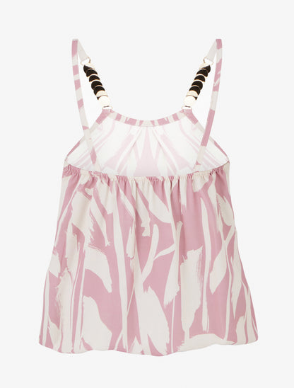 Caraco imprimé graphique à bretelles bijoux - Rose - 2