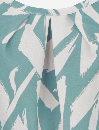 Caraco imprimé graphique à bretelles bijoux - Vert d&