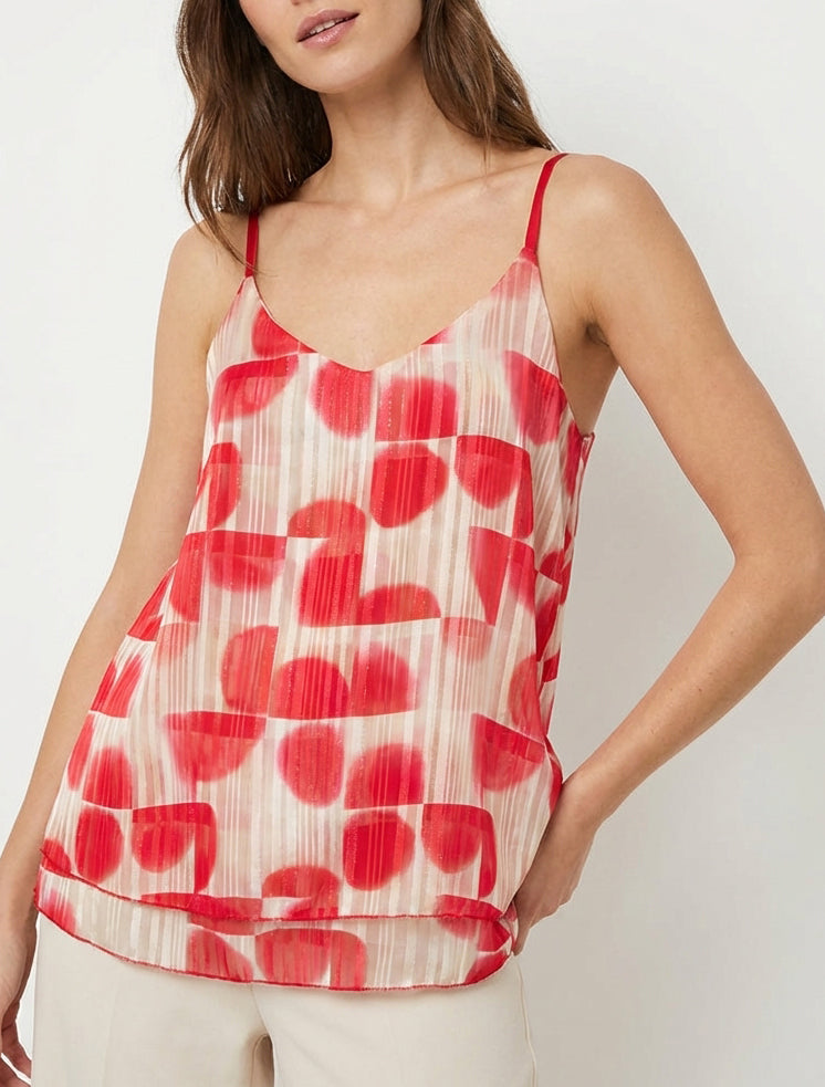 Abstracte print caraco met iriserende strepen - Rood