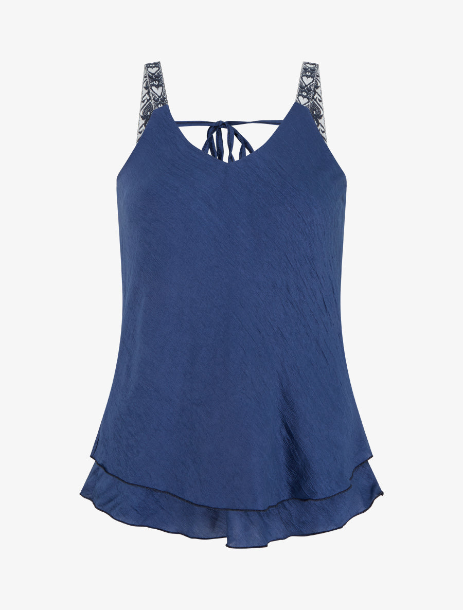 Caraco en tissu texturé - Marine - 1