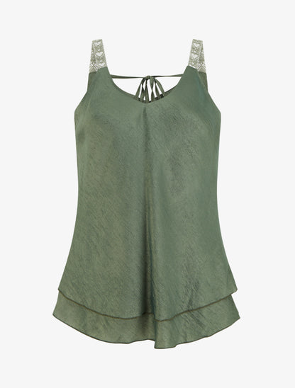 Caraco en tissu texturé - Kaki - 1