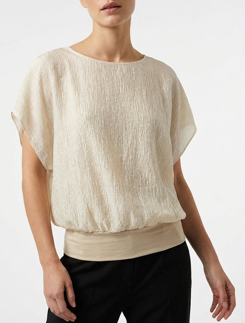 Top met textuurstof - Beige