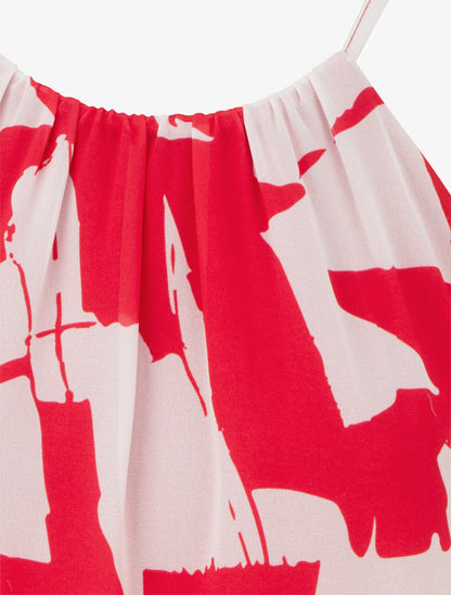 Top fluide imprimé abstrait - Rouge - 3