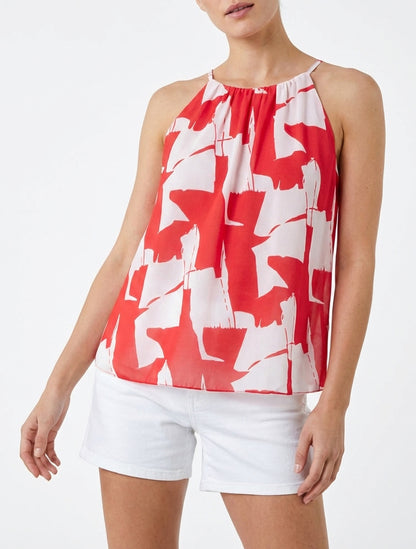 Abstracte bedrukte vloeiende top - Rood
