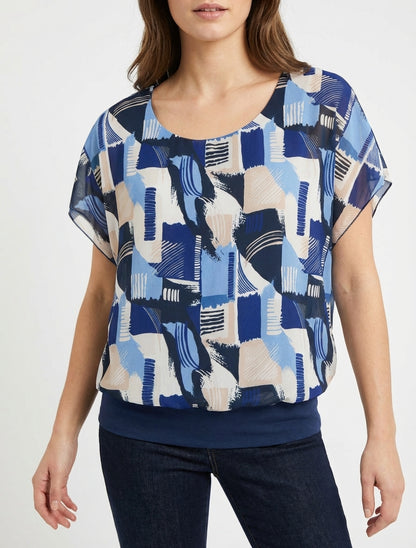 Top met korte mouwen en grafische print - Marine