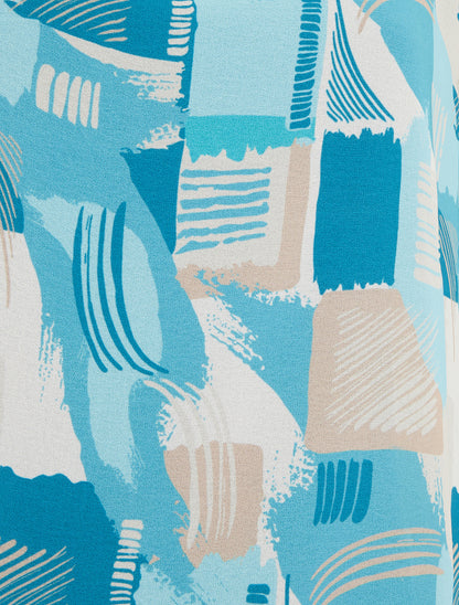 Top boule manches courtes imprimé graphique - Turquoise - 3