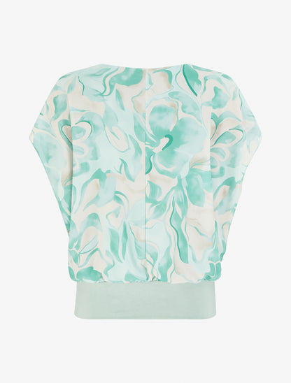 Top droit manches courtes imprimé floral - Vert d&