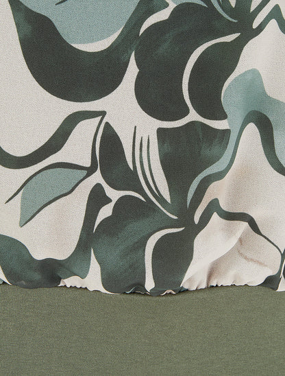 Top droit manches courtes imprimé floral - Kaki - 3