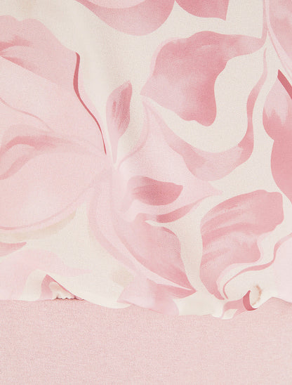 Top droit manches courtes imprimé floral - Rose - 3