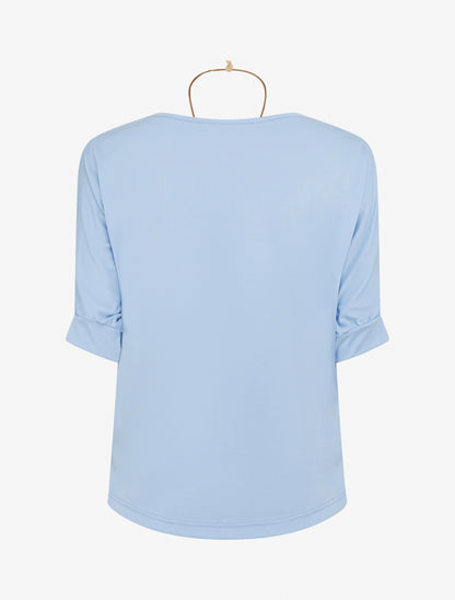 Top fluide à col bénitier - Bleu ciel - 2
