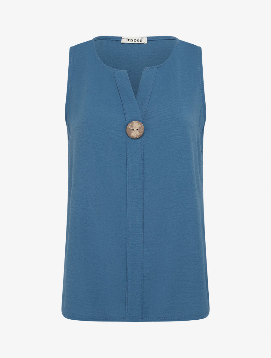 Top droit sans manches à bouton - Bleu foncé - 1