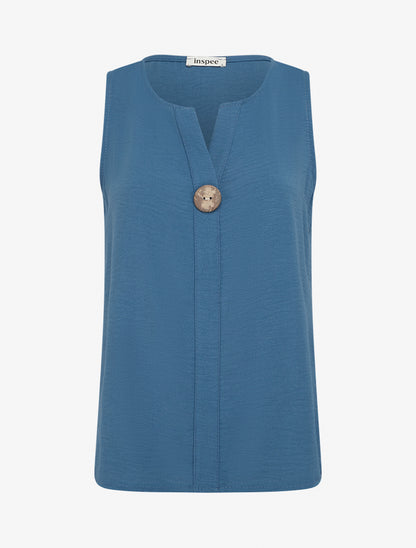 Top droit sans manches à bouton - Bleu foncé - 1