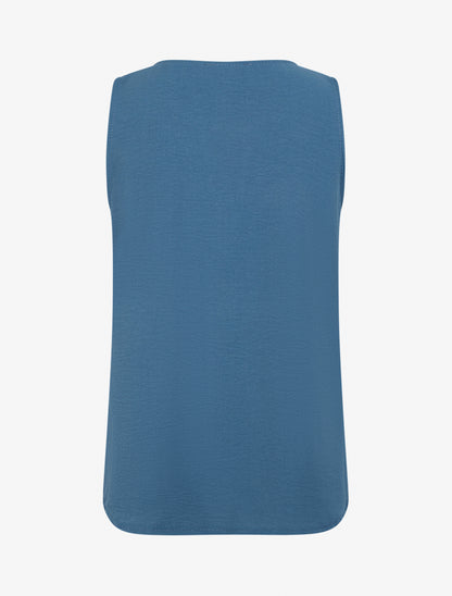 Top droit sans manches à bouton - Bleu foncé - 2