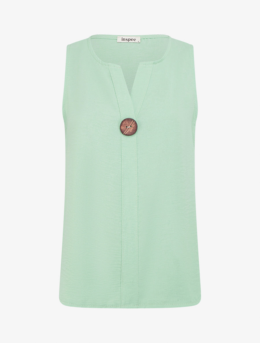 Top droit sans manches à bouton - Vert d&