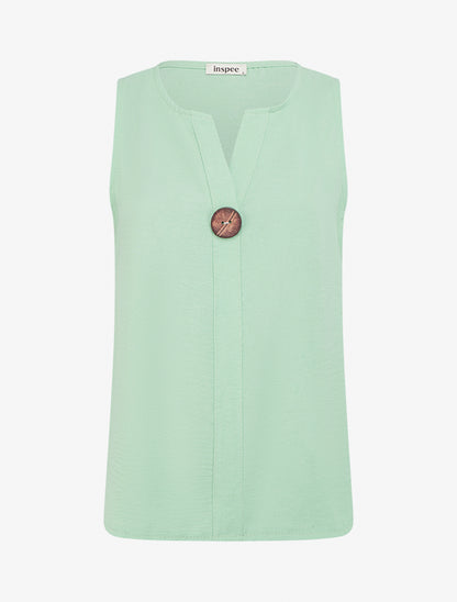 Top droit sans manches à bouton - Vert d&