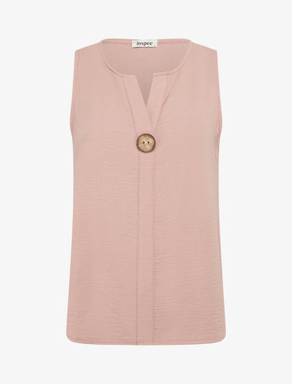 Top droit sans manches à bouton - Rose - 1