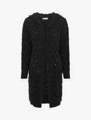 Gilet ouvert uni et torsadé - Noir - 4