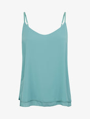 Caraco uni en voile superposé - Turquoise - 1