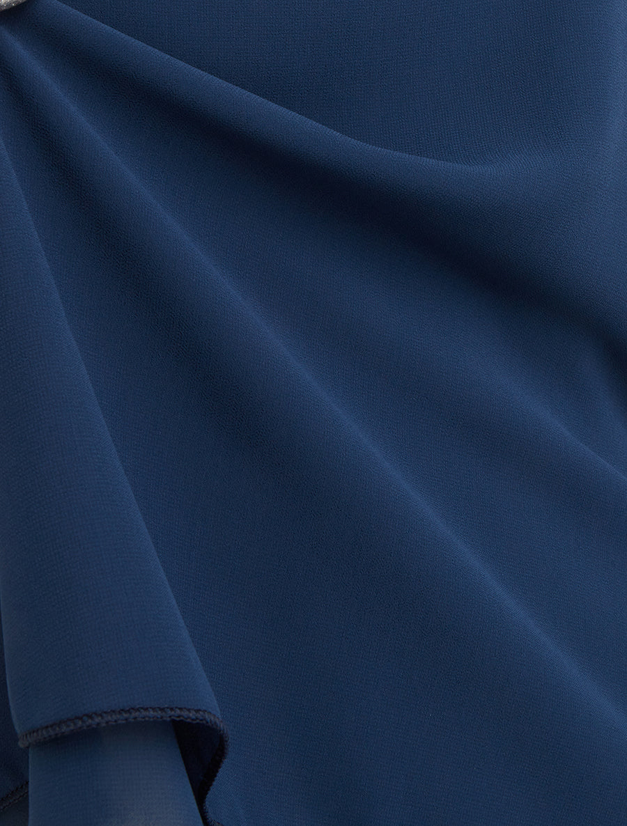 Caraco uni en voile superposé - Marine - 3